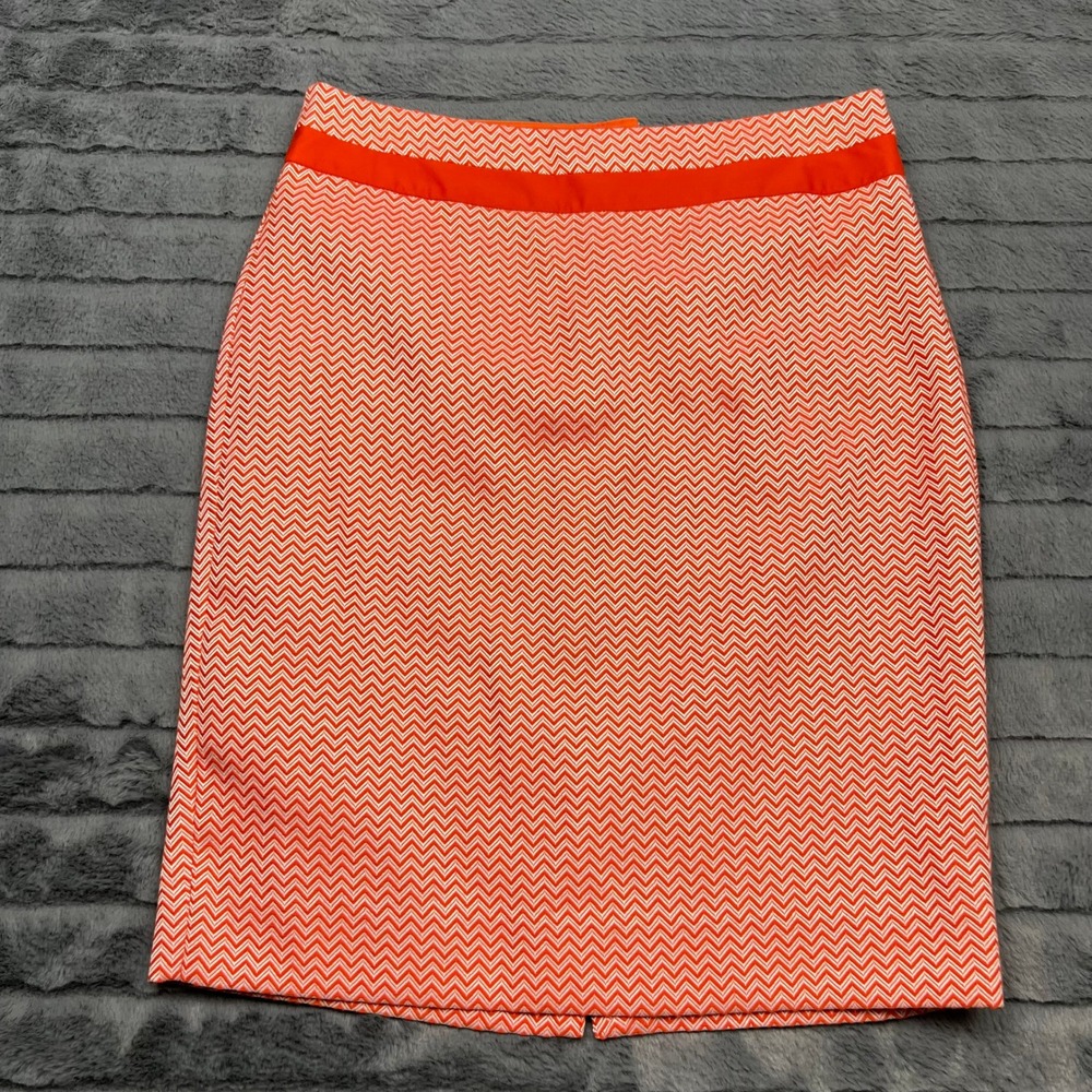 The Limited Orange White Chevron Zigzag Pencil Skirt Size 4 Business Casual